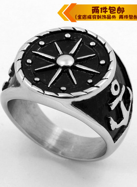 钛钢戒指指环船锚朋克风钛钢戒指