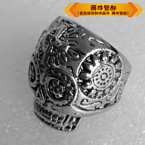 朋克风骷髅头夜店复古钛钢戒指