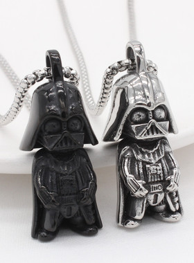 时尚钛钢项链 欧美个性复古立体披风骷髅头男士钛钢项链