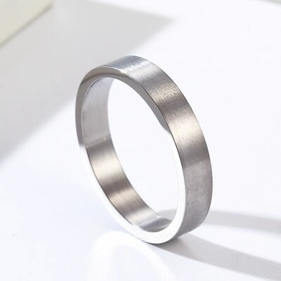 时尚钛钢戒指 中性风4mm钛钢戒指环简约哑光拉丝钛钢戒指指环