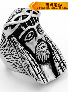 钛钢戒指指环欧美风人像钛钢戒指