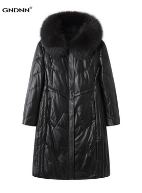 冬新款 加肥加大码海宁长款真皮羽绒服女皮衣胖妹妹真皮外套200斤