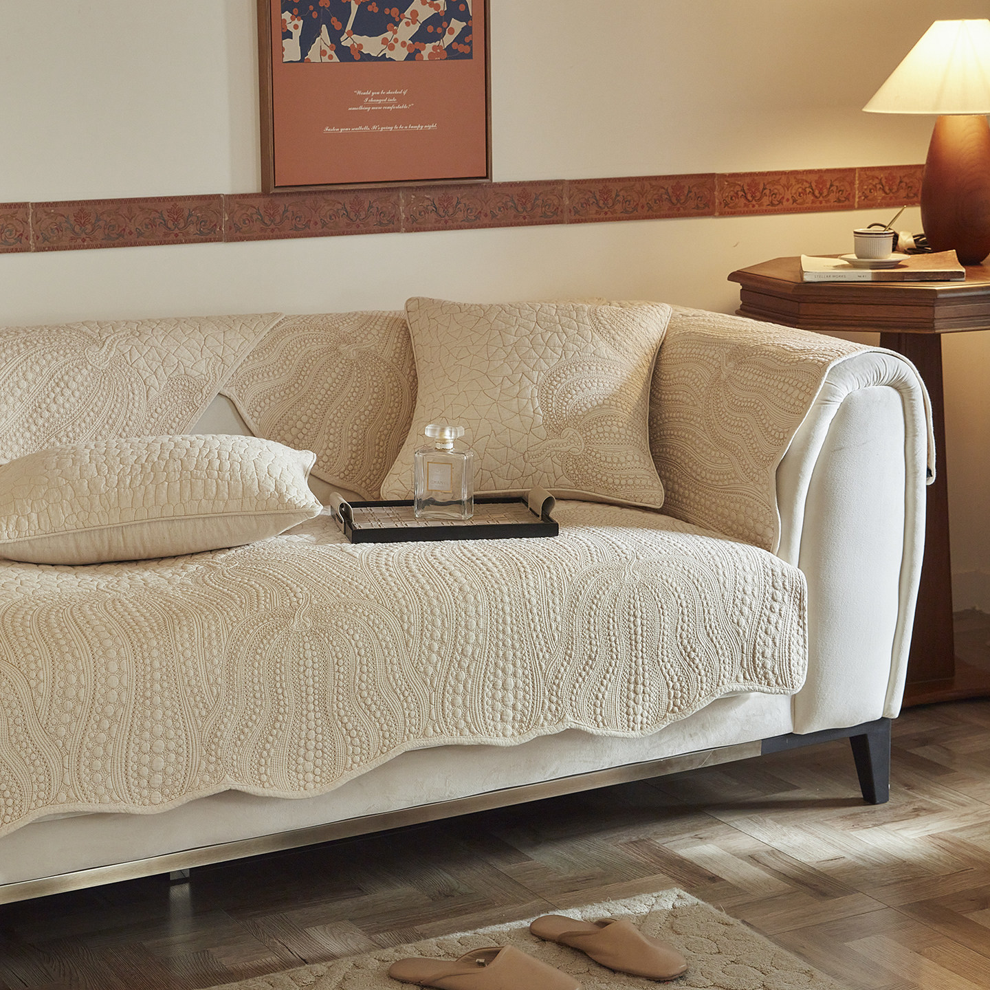 法式简约棉麻防滑沙发垫全棉高级感复古四季通用客厅沙发坐垫巾罩,居家布艺,沙发垫,淘宝优惠券,粉丝福利购,淘宝优惠卷