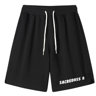 R基础品牌字母logo印花宽松抽绳系带直筒休闲短裤 Sacrednss