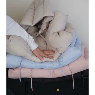 安心绒~轻泡芙90白鸭绒连帽龟背羽绒服中长款加厚休闲外套女