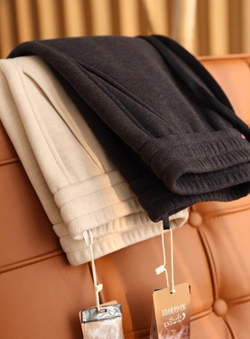 800g醋酸羊毛+羽绒桑蚕丝！保暖显瘦中高腰阔腿毛呢裤女冬G103103