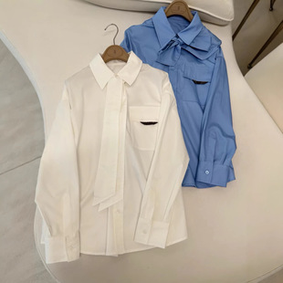 气质担当！BC棉质阔型珠链衬衫 老钱风极间棉质时尚简约翻领镶珠