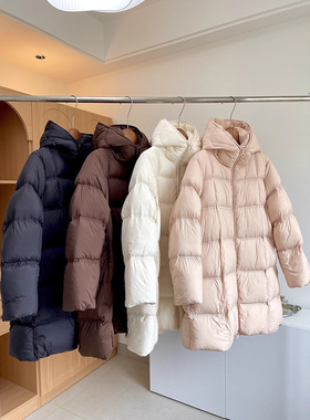 恋雪辑~24冬季新款90白鸭绒泡芙感中长款羽绒服连帽外套女G101709