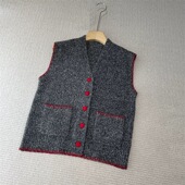 新年系列～仅此一批 禾2500 圈圈纱手工勾花撞色针织马夹26春