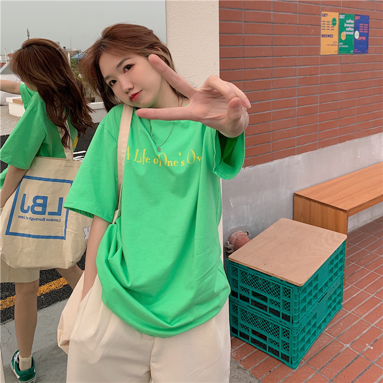 Real price Korean loose print short sleeve T-shirt