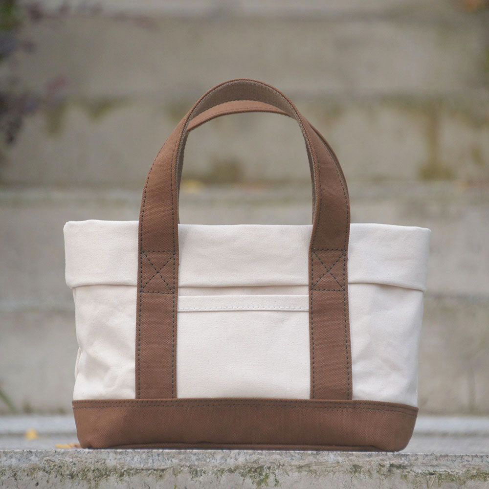 重磅厚硬帆布托特tote包 高级焦糖棕米白 日系休闲单肩手提uivy