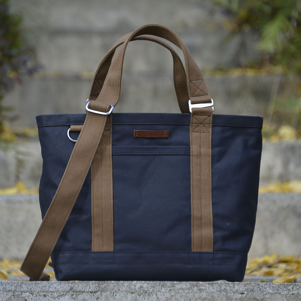 重磅硬挺帆布托特tote包黑焦糖色可调节肩带单肩斜挎手提原创设计