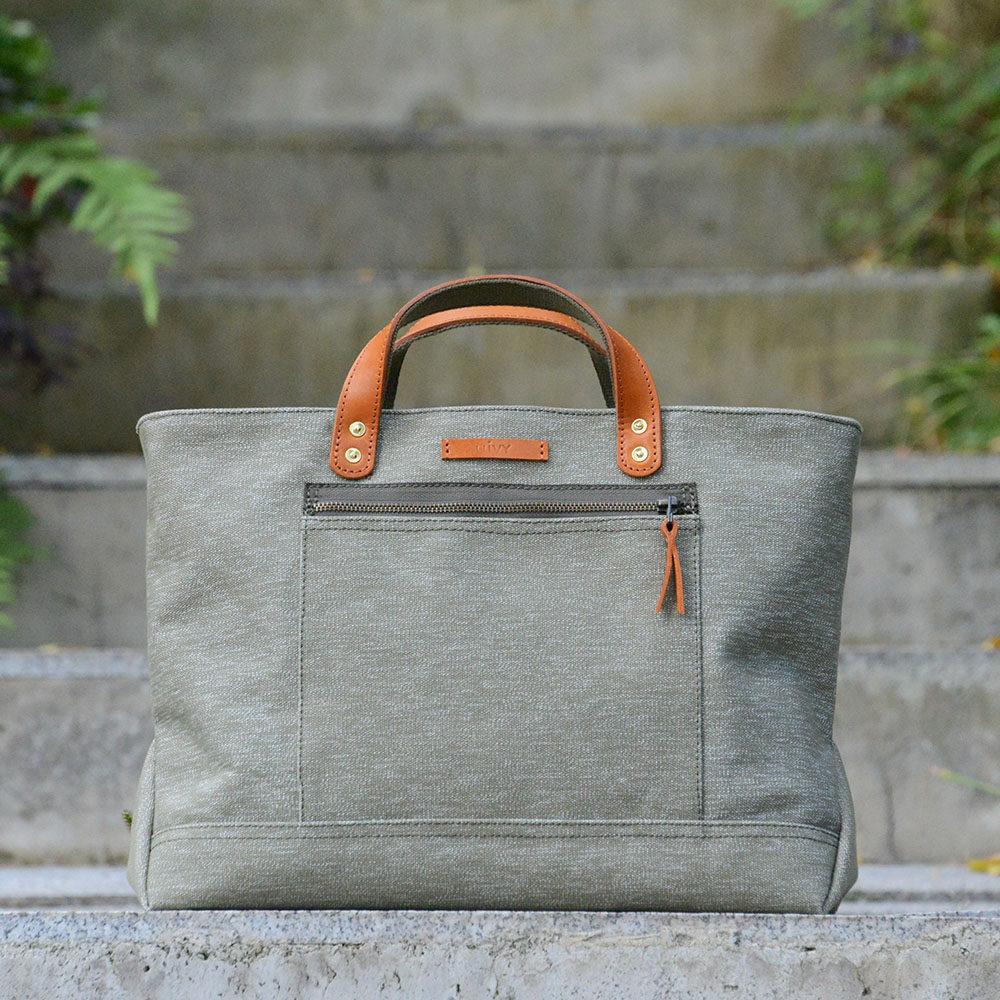 重磅帆布包胡椒盐绿托特包uivy