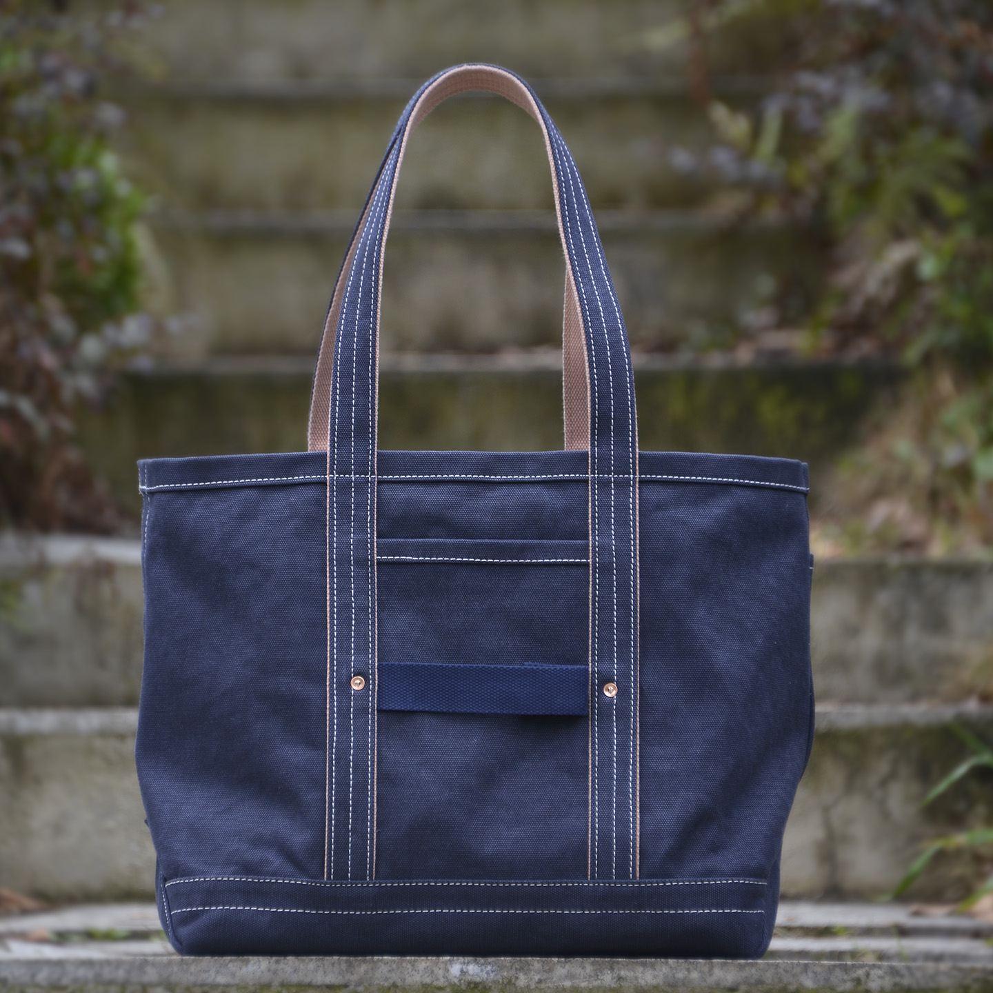 重磅硬挺帆布包藏蓝粉红4外袋单肩背书装电脑通勤小众原创uivy