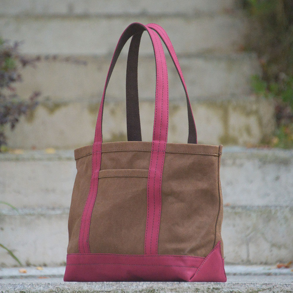 重磅厚硬帆布托特tote包 棕色 玫红色 单肩手提uivy原创设计
