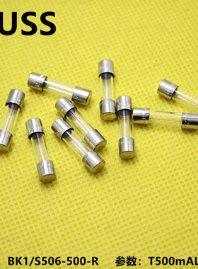 BK1/S506-500-R美国Bussmann 玻璃 5*20保险丝管 T500mA250V 慢断