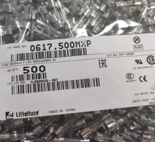 美国力特5*20玻璃保险丝LF.F500mAL250VP  快熔断  0617.500MXP