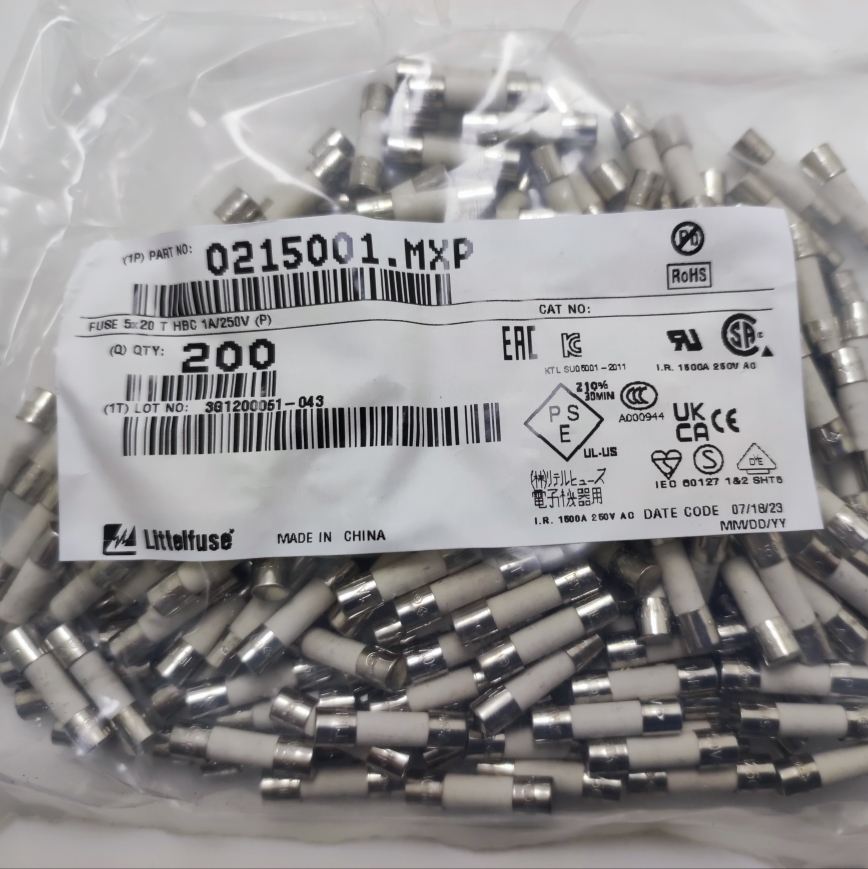 5×20美国力特0215001.MXP LF T1AH250VP熔断保险丝保险管陶瓷