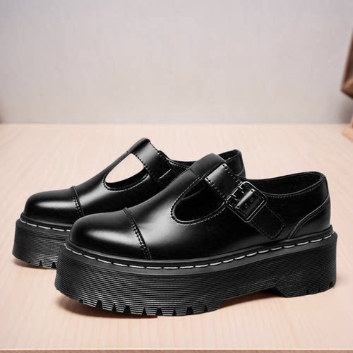 手工缝线Dr玛丽珍鞋真皮