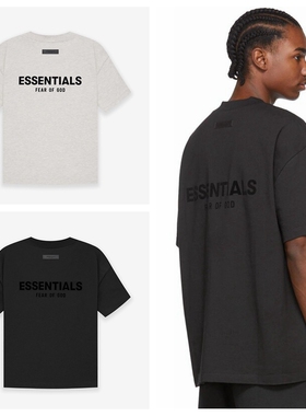 过验正版品鉴Essentials高街SS22植绒字母短袖T恤男女FOG复线半袖