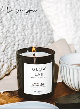 新西兰直邮glow lab家居大豆香薰蜡烛270g椰子檀香大黄兰花浆果