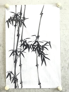 国画竹子纯手绘真迹玄关画竹子画客厅无款可题字四尺三开宣纸画芯