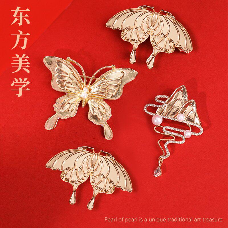 螺钿DIY饰品底胚发簪点翠胸针发夹材料包非遗手工合金发簪中秋节图片