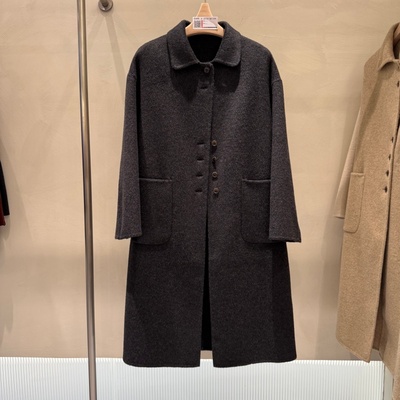 HAND MADE羊驼毛双面羊绒大衣外套2025年秋冬新款流行女装娃娃领