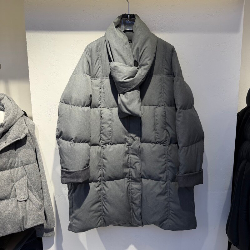 欧洲站2025年冬装新款流行女装90白鸭绒羽绒服加厚保暖配围脖洋气