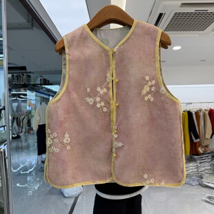 2026年夏装 流行女装 新中式 马夹背心欧根纱面料两面可以穿国风 新款