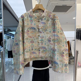 新中式 流行女装 外套上衣缎面提花宽松显瘦洋气减龄 新款 2026年春装