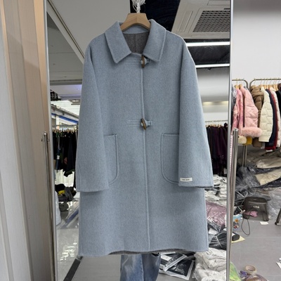 2025年冬装新款流行女装山羊绒双面羊绒大衣外套中长款娃娃领洋气