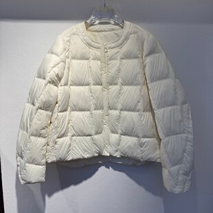 欧洲站2025年秋冬新款 轻薄90白鸭绒羽绒服圆领保暖显瘦简约百搭潮