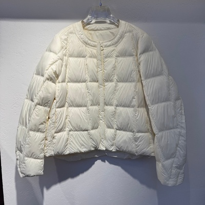 欧洲站2025年秋冬新款轻薄90白鸭绒羽绒服圆领保暖显瘦简约百搭潮