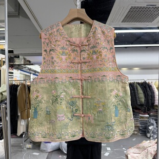 国风马甲背心2026年春装新款流行女装新中式马夹重工刺绣撞色拼接