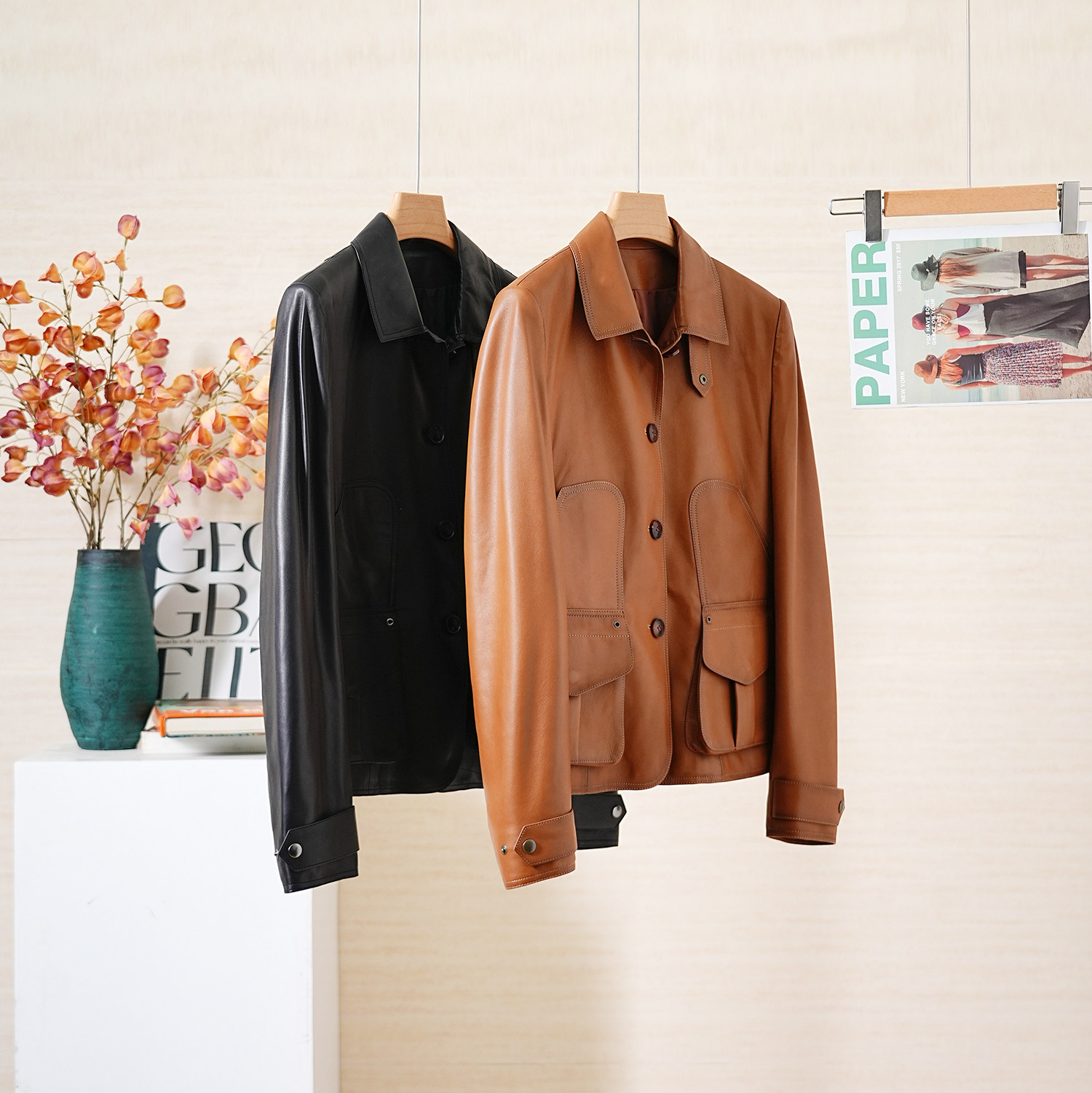 YongLeap柜品早春新品老钱挚爱！紫标经典翻领绵羊皮收腰夹克外套,女装/女士精品,短外套,淘宝优惠券,粉丝福利购,淘宝优惠卷