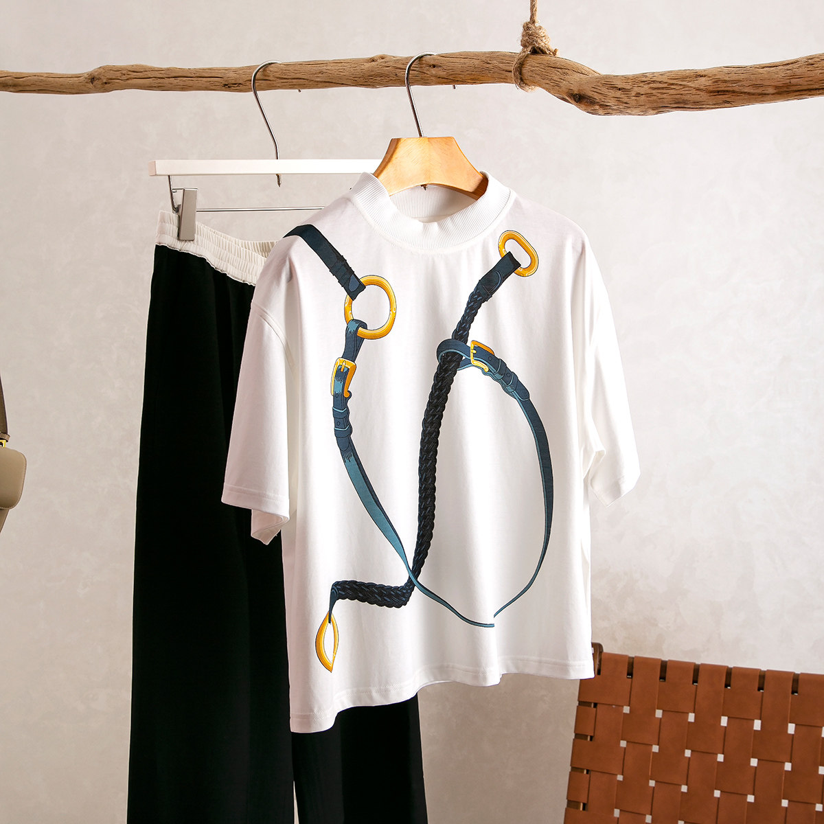 印花棉质松身百搭短袖T恤上衣