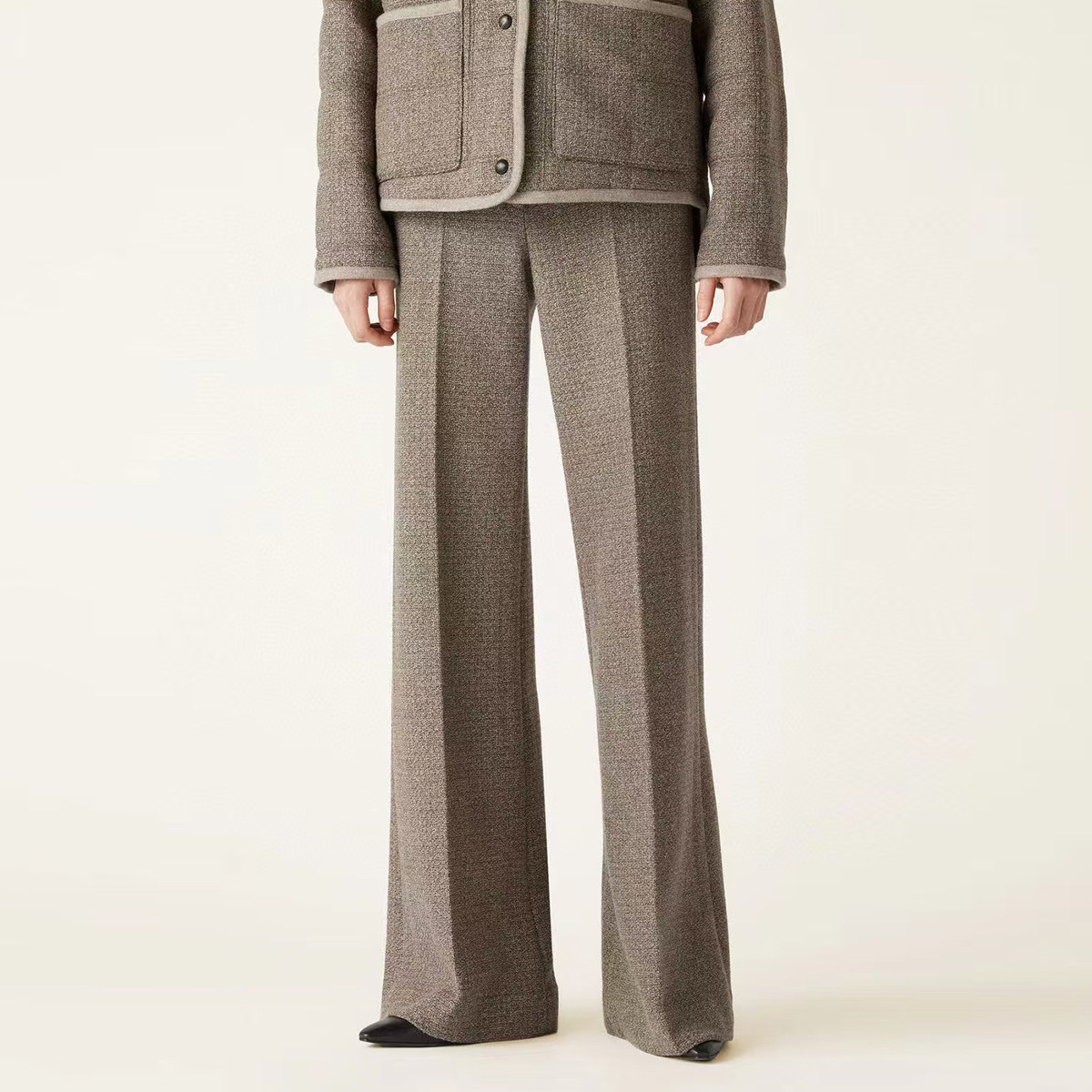 高腰轻奢减龄长裤直筒拉链