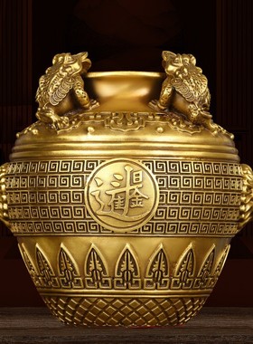 纯铜中式客厅店铺聚宝盆四方纳财