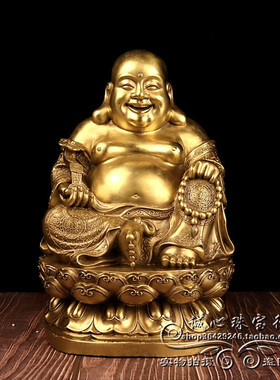纯铜弥勒佛摆件如意佛装饰品家用