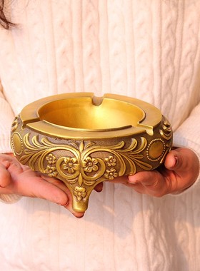 纯铜新中式风复古办公室烟灰缸