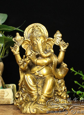 纯铜泰国象鼻财神印度摆件