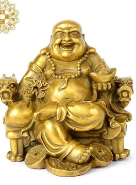 纯铜摆件元宝聚财镇宅风水弥勒佛