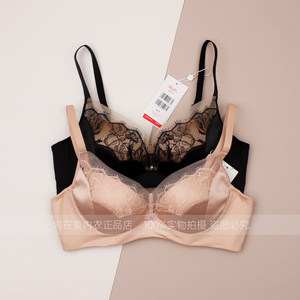 曼妮芬新款舒适软支撑内衣无钢圈聚拢性感蕾丝拼接文胸20812461