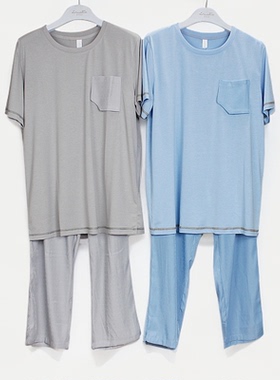 XS家族纤维棉睡衣男士凉感夏家居服青年短袖长裤家居套装HXHM1057