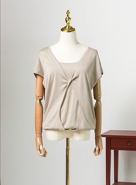 皇冠西西艾碧素春夏时尚假两件短袖女针织衫上衣1830EPISODE19255