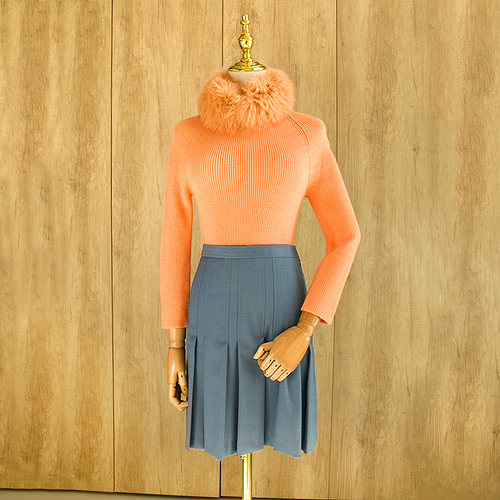 杰西卡狐狸毛领套头羊毛针织衫