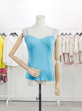 花屋美式复古专柜正品180小清新菲边吊带背心V72391