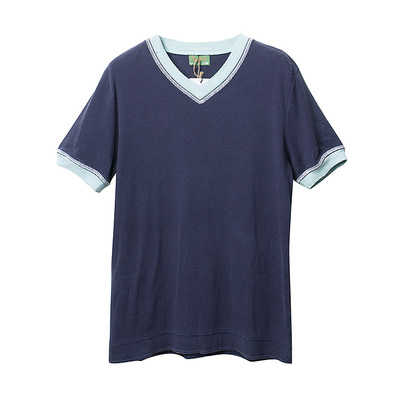 美式复古v领直筒针织短袖t恤折扣