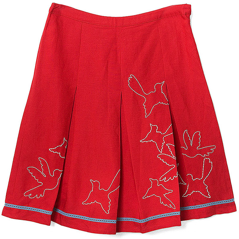 西C 柜570美式复古和平鸽刺绣亚麻百褶半身裙色彩十八863214,女装/女士精品,半身裙,淘宝优惠券,粉丝福利购,淘宝优惠卷